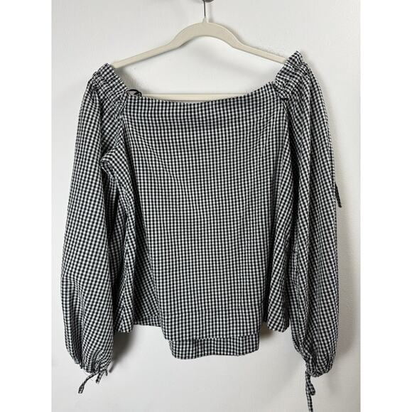 Kendall & Kylie Gingham Plaid Blouse Preppy Coquette Peasant Farmcore Picnic M - Picture 5 of 8